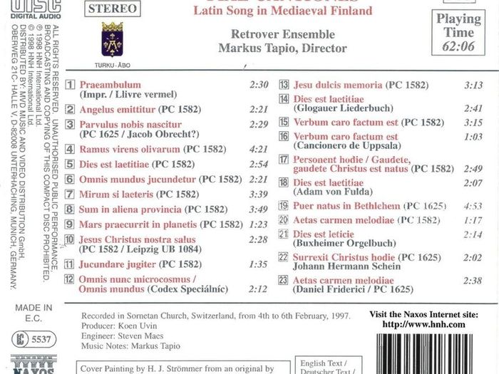Piae Cantiones. Latin Songs of Mediaeval Finland.