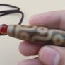 Vintage 9 Eyes Himalayan Tibetan Agate Dzi Bead Amulet Pendant Necklace Image 9
