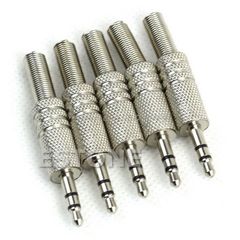 3.5mm 1/8" Stereo TRS Male Audio Jack Plug Adapter Connector Silver