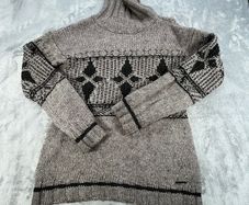 Armani Jeans Womens Roll Neck Jumper Sweater - Size 44 L - Grey - Mohair Blend