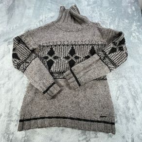 Armani Jeans Womens Roll Neck Jumper Sweater - Size 44 L - Grey - Mohair Blend