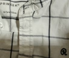 Boys shirts - small green & white squares - size 6-7years - suit shirt - black & white large squares pattern