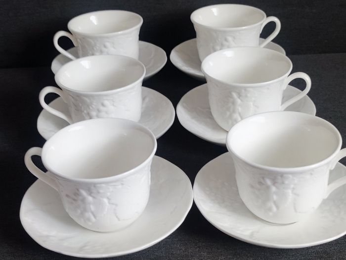Wedgwood Strawberry and Vine Teacups and Saucers.