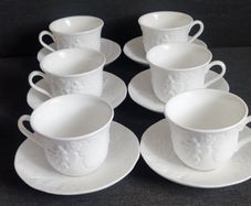 Wedgwood Strawberry and Vine Teacups and Saucers.