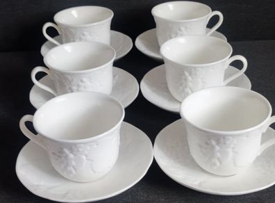 Wedgwood Strawberry and Vine Teacups and Saucers.