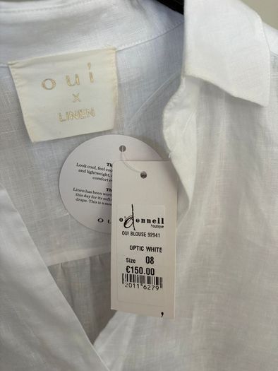 Qui designer brand Snow White linen blouse with three quarter length sleeves BRAND NEW