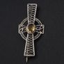 Vintage Celtic Filigree Silver Citrine Cross Brooch Image 10