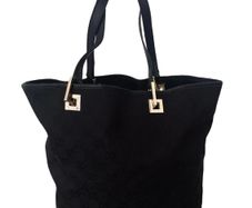 Black Gucci Monogram Tote Bag