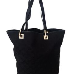 Black Gucci Monogram Tote Bag