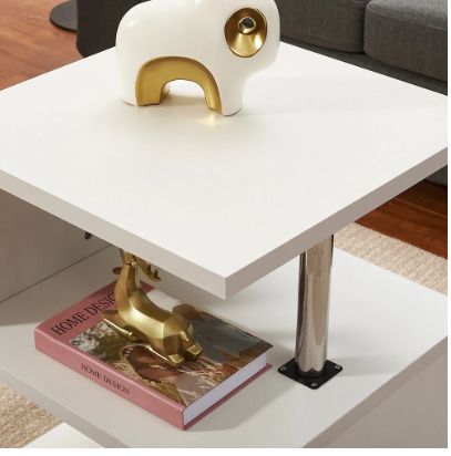 BRAND NEW Modern Design Coffee/Side Table End table With RGB LED Lights Bedside Table Phone / Nightstands Storage Cabinet White