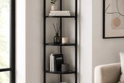 5-Tier Glass Corner Shelf  Modern Corner Display Unit with Tempered Glass Shelves for Living Room, Bathroom, Bedroom &amp; Office