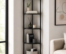 5-Tier Glass Corner Shelf  Modern Corner Display Unit with Tempered Glass Shelves for Living Room, Bathroom, Bedroom & Office