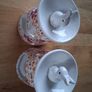 Pair of ceramic bunny wax melt burners - floral design Image 2