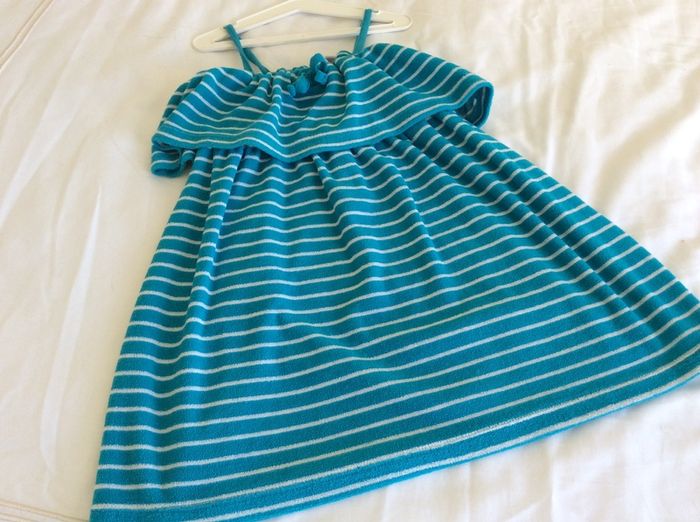 Beautiful girls turquoise towelling summer beach dress by Onme Age 4 - 5