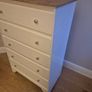 Newly Refurbished 5-Drawer Chest of Drawers - Linen White with Waxed Wood Top Image 4