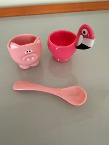 Flamingo and Pig childrens egg cups
