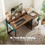 120cm Computer Desk with 3 Drawers, Printer Shelf and Monitor Stand Walnut Wooden Brown Home Office Desk with Reversible Storage Shelves and 2 Hooks, Workstation for PC Study Writing Gaming Image 3