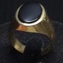Vintage Egyptian 14K Solid Gold Black Onyx Signet Ring  Heavy Statement Ring Image 2