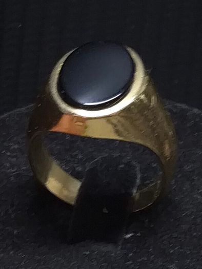 Vintage Egyptian 14K Solid Gold Black Onyx Signet Ring  Heavy Statement Ring