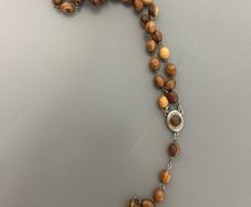 Jerusalem Holy Soil  capsule in Olive Wood Rosary Beads