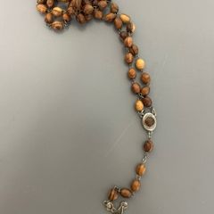 Jerusalem Holy Soil  capsule in Olive Wood Rosary Beads