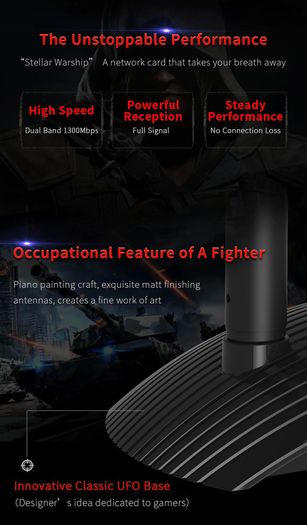 COMFAST Stellar Warship AC1300 Dual Band (2.4G/5G) USB Adapter/Dongle+Hotspot - 2x6dbi External Adjustable Antennas (Brand New/Warranty)