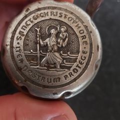 Vintage Saint Christopher Bicycle Bell Works in used condition, Reads: Sancte Christophore Iter Nostrum Protege ,For protection on your journey ,sold as seen ,collectors item, buyer collects or pays postage thank you.