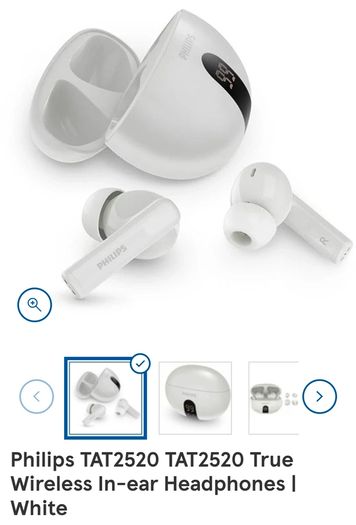 Philips TAT2520 White Noise Cancelling True Wireless Earphones