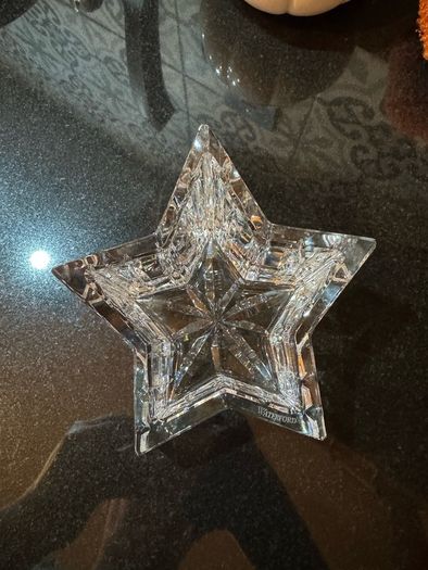 Vintage Waterford 5" Star Paperweight, Waterford 108044, Waterford Star Votive with Candle, Waterford Slanted Star Figure
