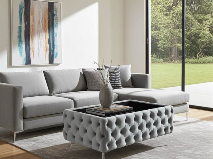 Coffee table with glass and metal legs