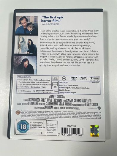 DVD Stanley Kubrick's the shining [1980] region 2 Ireland,UK,Europe complete with case and movie