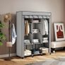 Fabric wardrobe, storage solution, 8 shelves, 2 clothes rails, gray Image 4