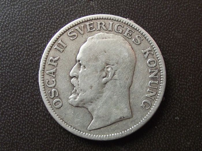 1906 Sweden. Oscar II. Silver 1 Krona