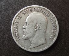 1906 Sweden. Oscar II. Silver 1 Krona