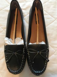 BNWT M&S navy leather flats size 6