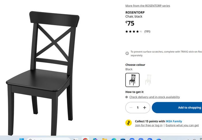 IKEA Rosentorp wooden dining chair - pine finish