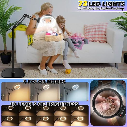Magnifying Glass 10X Desk Lamp with Light