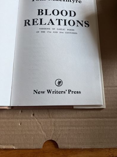 Tom Mac Intyre - Blood Relations. H/B. 1972. Ltd 500 Copies Only. Zozimus Books