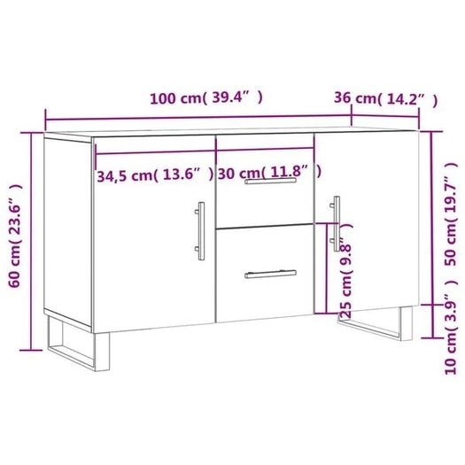 Sideboard Old Wood 100x36x60 cm Engineered Wood