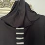 Naya black hooded top with white piping and design down back Image 5