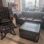 Saxon Leather Buttoned Footstool Image 3