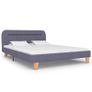 Bed Frame with LED Light Grey Fabric 135x190 cm Image 2