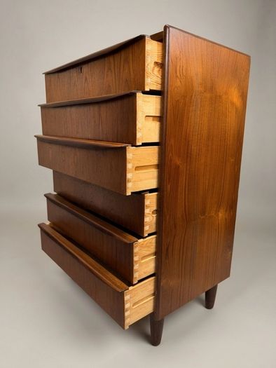 Danish Mid Century Teak Six Drawer Tallboy