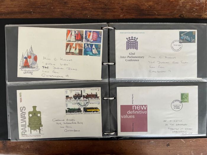 Collection of 80 UK First Day Cover stamps 1970 to 1979 in album with 10 extra pages