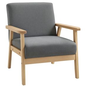 Chair in Scandinavian Design, Accent Chair, Solid Wood, Linen Look, 64 cm x 70 cm x 72 cm