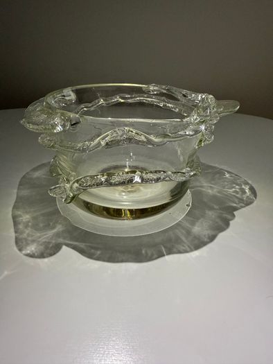 Vintage Textured Ice Bark Art Glass Bowl