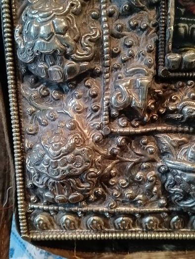 Large Silver Early 19th Century Gua with A Tsatsa of Green Tara