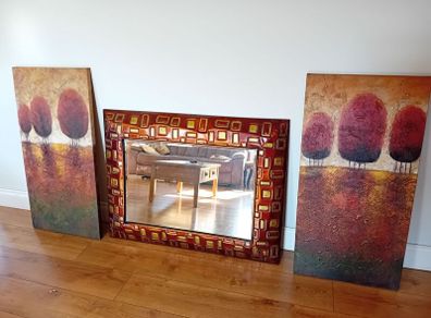 Carrick Design Mirror & 2 Canvases