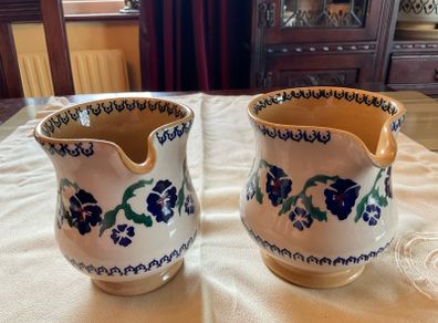Nicholas Mosse two pansy jugs .  Both 4 inches  in height