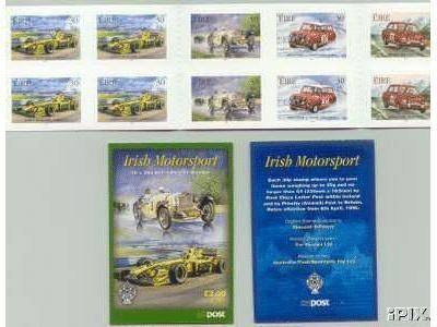 2001 Ireland Irish Motorsport Commemorative self-adhesive Stamp Booklet Mint Never Hinged (MNH). Hibernian HB88